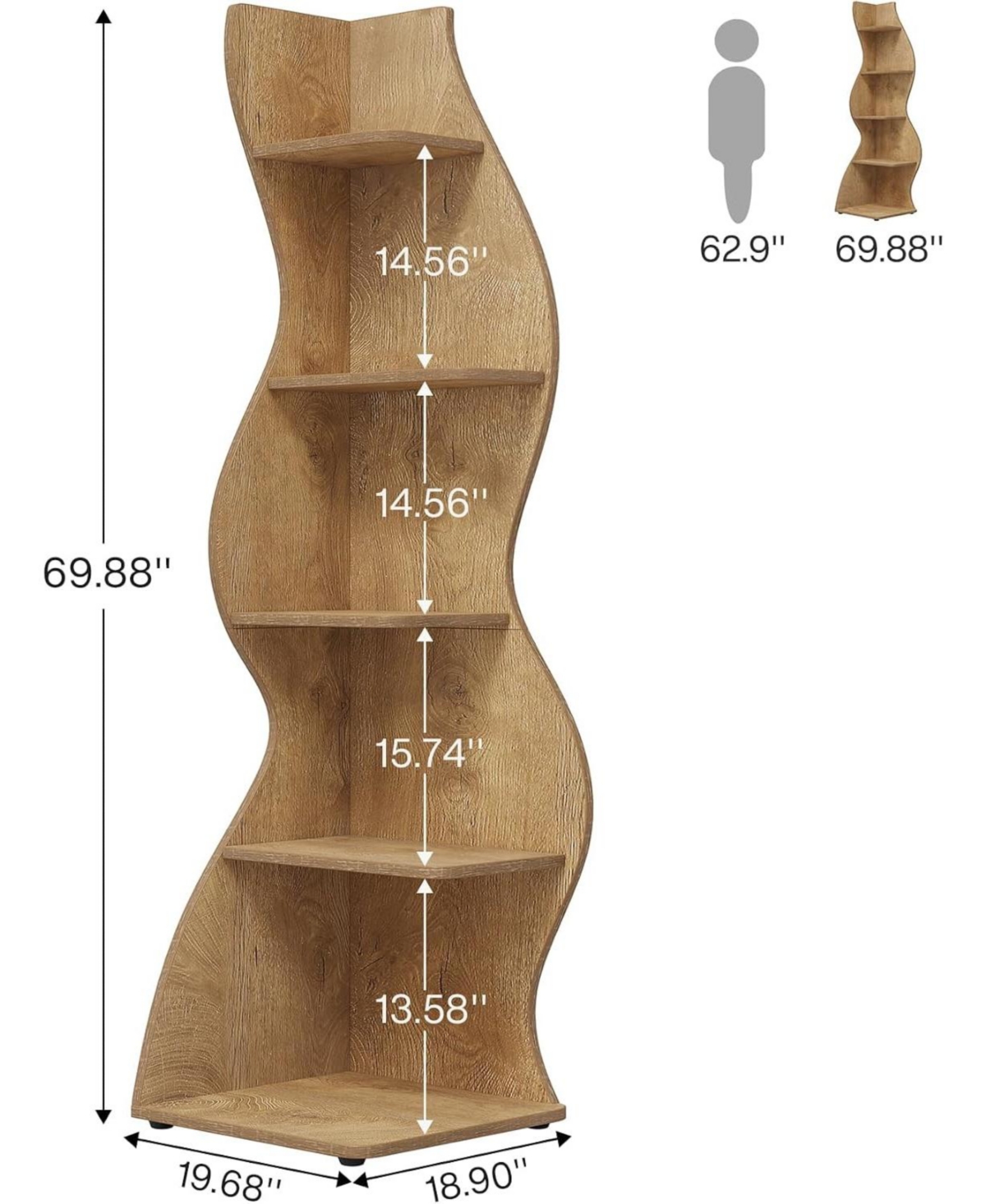 Tribesigns 5-Tier Corner Bookshelf with Unique Shape