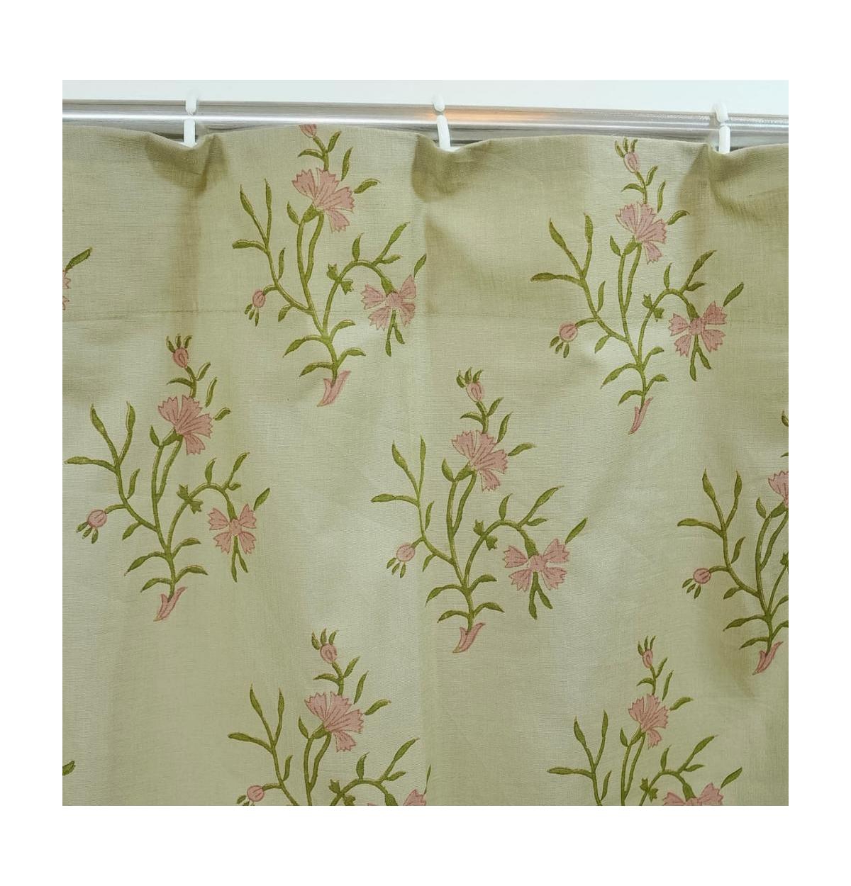 Fabdivine Handcrafted Floral Block Print Viscose Linen Curtains Panel