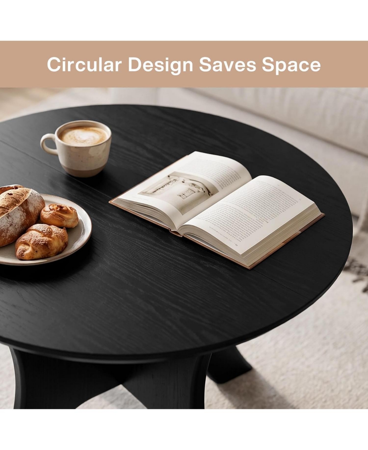 Tribesigns 31.1" Round Coffee Table, Mid-Century Modern