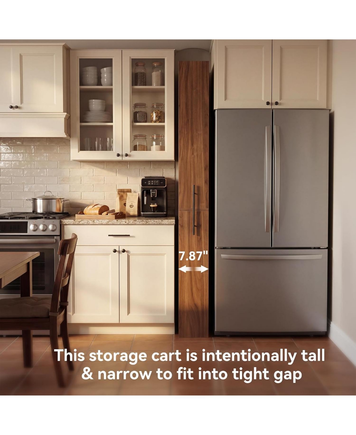 Tribesigns Extra Tall Slim Storage Cart Next to Fridge, Mobile Shelf