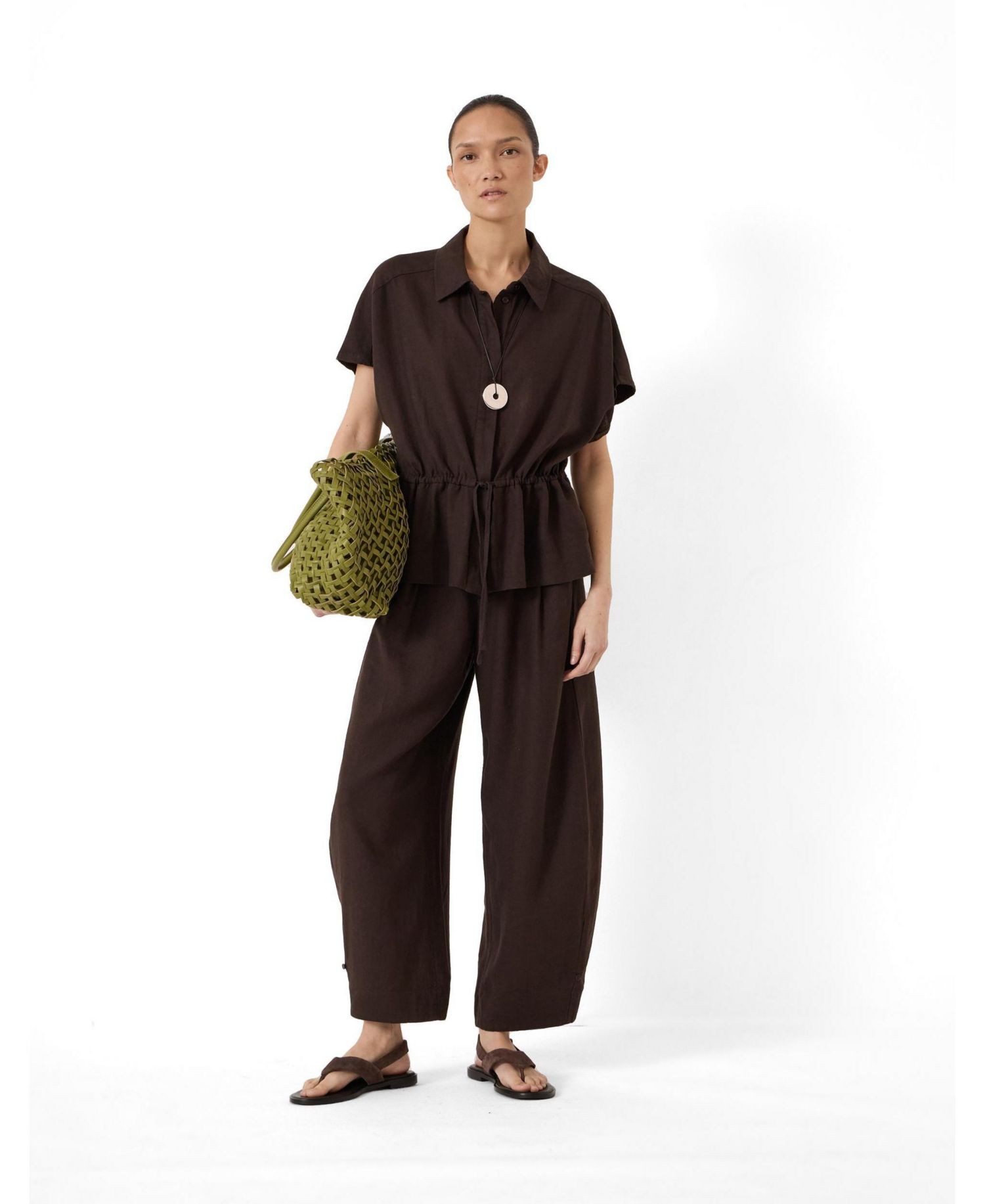 Women's Mirai Linen-Blend Short-Sleeve Button-Up Shirt