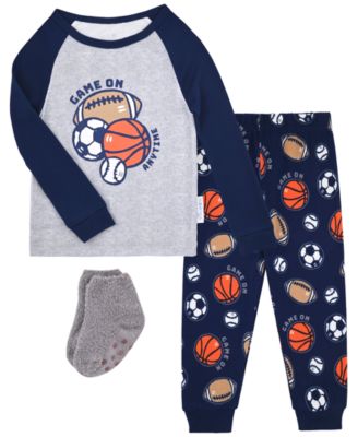 Boys' 12M-5T Game Day Sport Ball Pajama with Socks, 3-Piece Set
