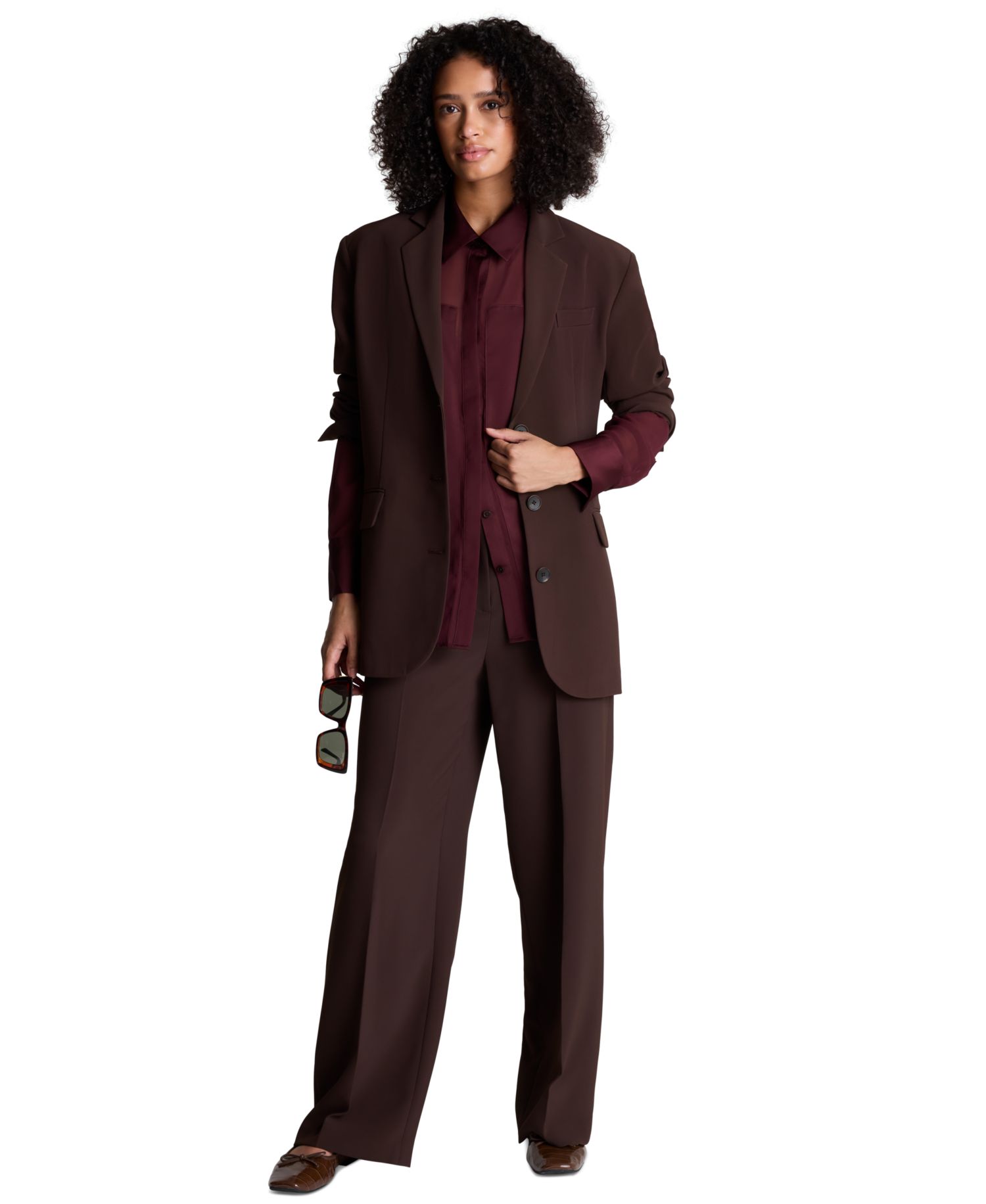 Women's Fly Front High Rise Slash Pocket Wide Leg