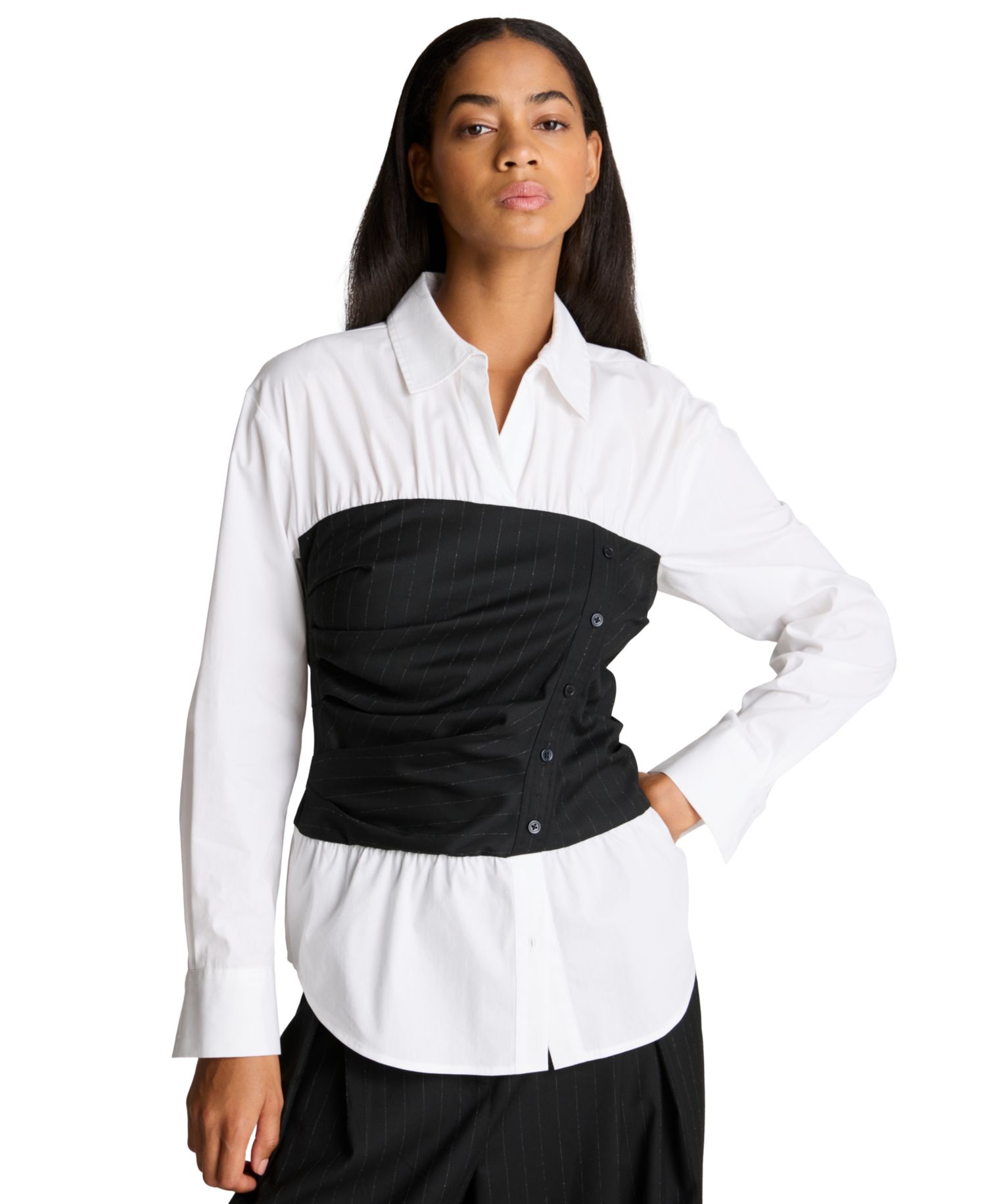 Women's Pinstripe Crossover Pleat Wide Leg