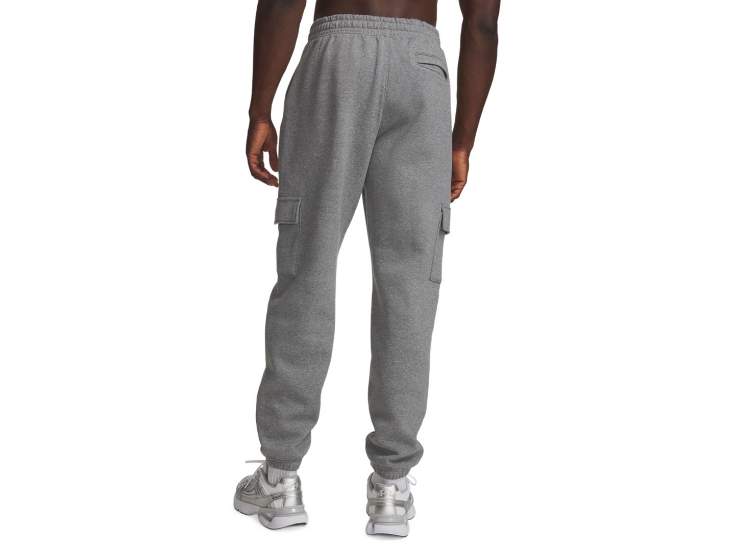 Мужские брюки Under Armour Rival Fleece Cargo, цвет: Тёмно-серый меланжевый / Белый — фото 3