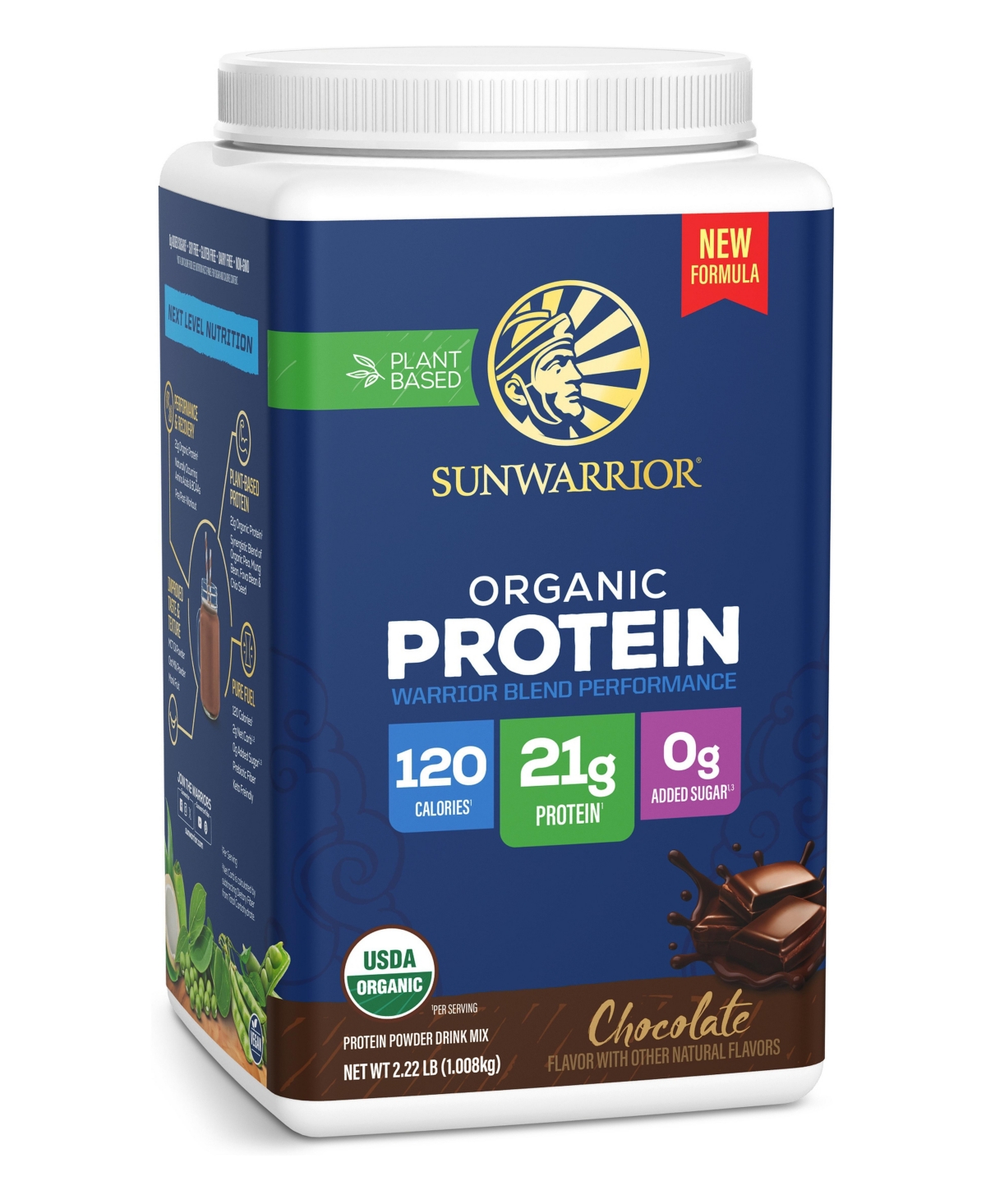 Sunwarrior Warrior Blend Protein Powder, Chocolate, 21 Gram Protein, 28 Servings