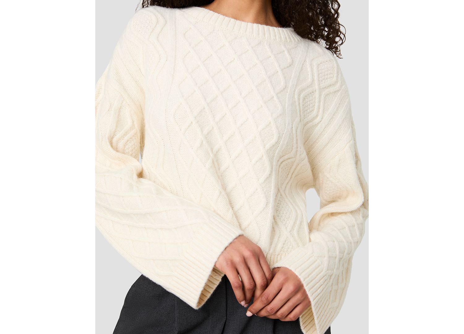 Women's Wesley Cable-Knit Crewneck Pullover Sweater