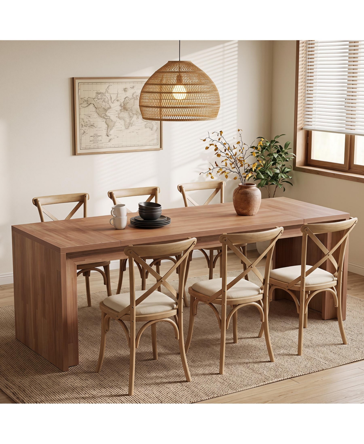 Tribesigns 78.4" Farmhouse Dining Table for 6-8 People, Rectangular