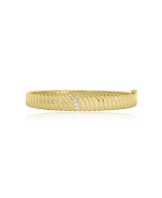 CZ Accent Wave Bangle 14K Gold-Plated Sterling Silver