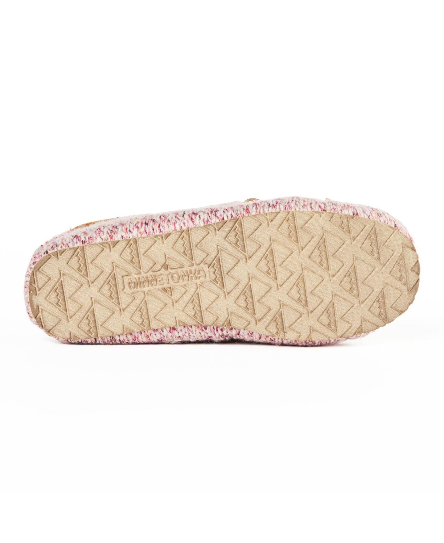 Женские тапочки Minnetonka Comfy Moc Sparkle Knit Slippers, цвет: Розовый — фото 6
