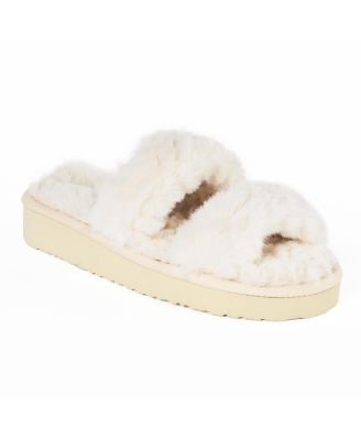 Women's Teddy Two Band Faux Fur Slippers