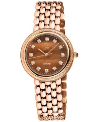 Women's Arezzo Swiss Quartz IP Stainless Steel Bracelet Diamond Watch