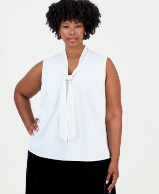 Plus Size Audrey Sleeveless Tie Front Blouse