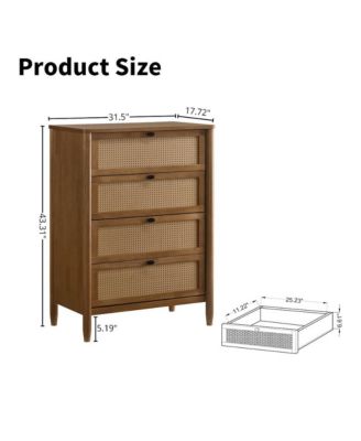 Vichy Wood and Rattan 5-Drawer Chest