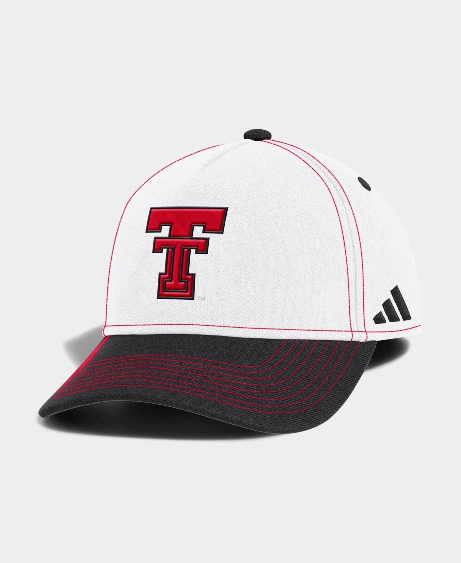Men's and Women's White/Black Texas Tech Red Raiders 2026 Sideline A-Frame Adjustable Hat