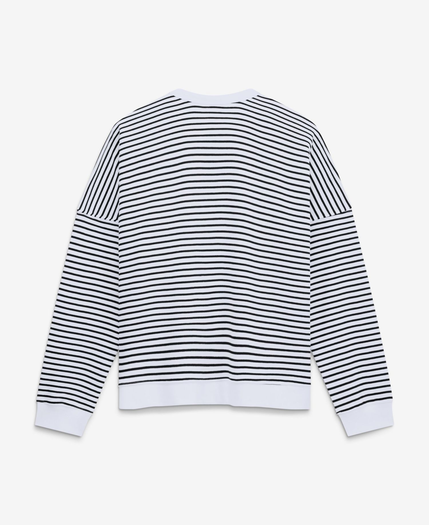 Women's White/Black Baltimore Ravens Striped Oversized French Terry Sweatshirt