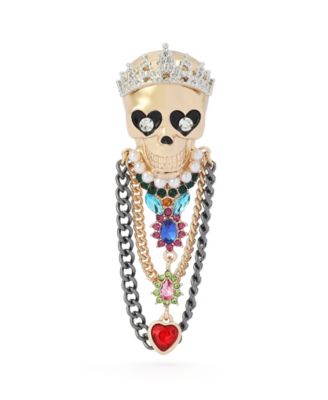 Faux-Stone Queen Skull Brooch