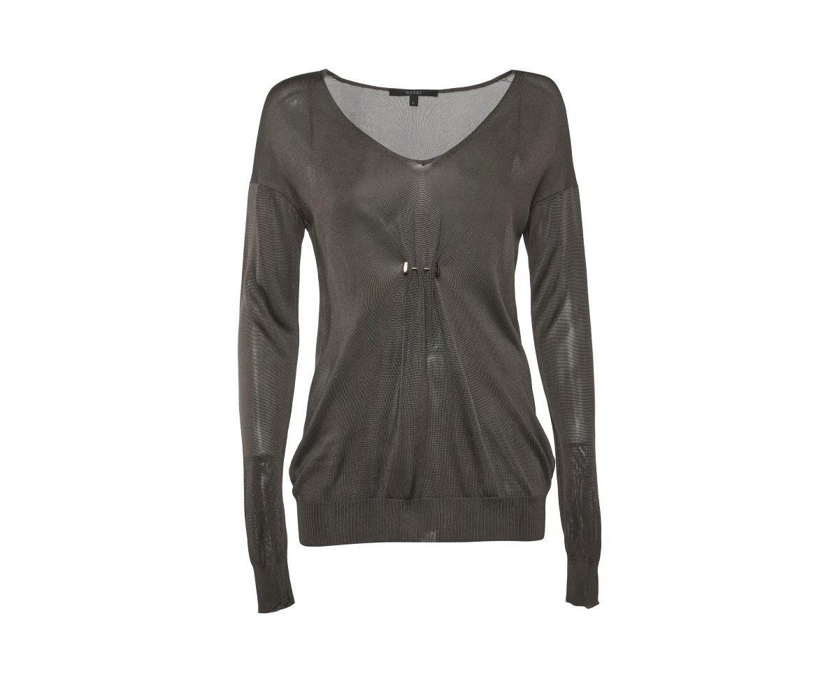 Pre-Owned Gucci Women's Sheer Knit Brooch Detail V-Neck Top