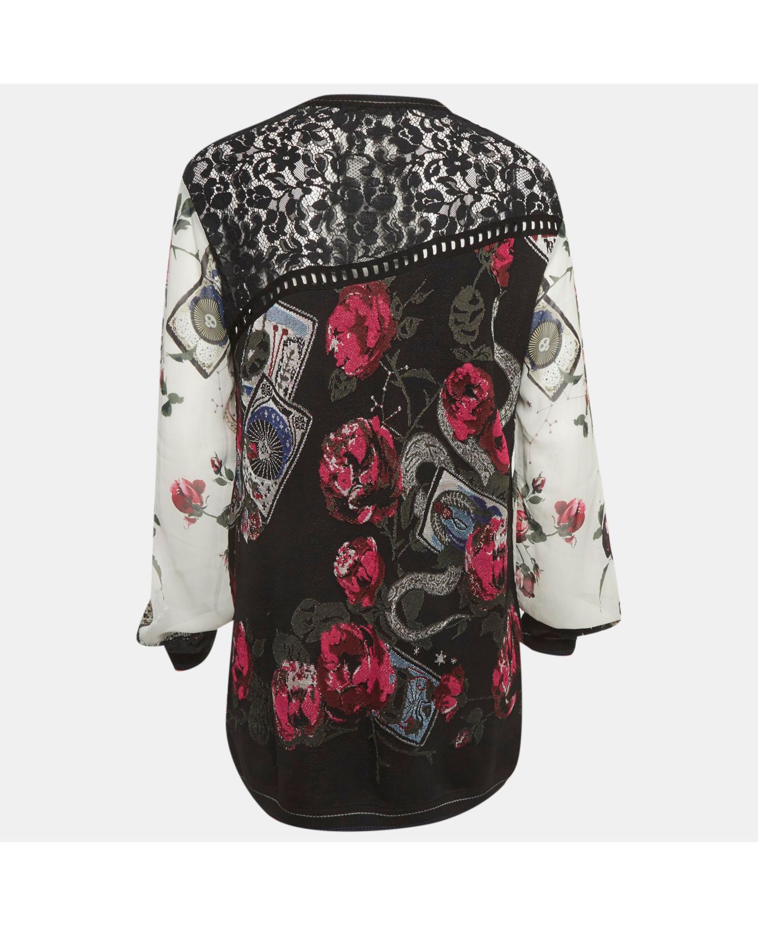 Women's Mixed-Media Floral and Tarot Print Pullover