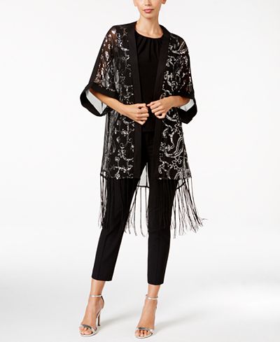 BLUE BY BETSEY JOHNSON Paisley Sequined Evening Kimono