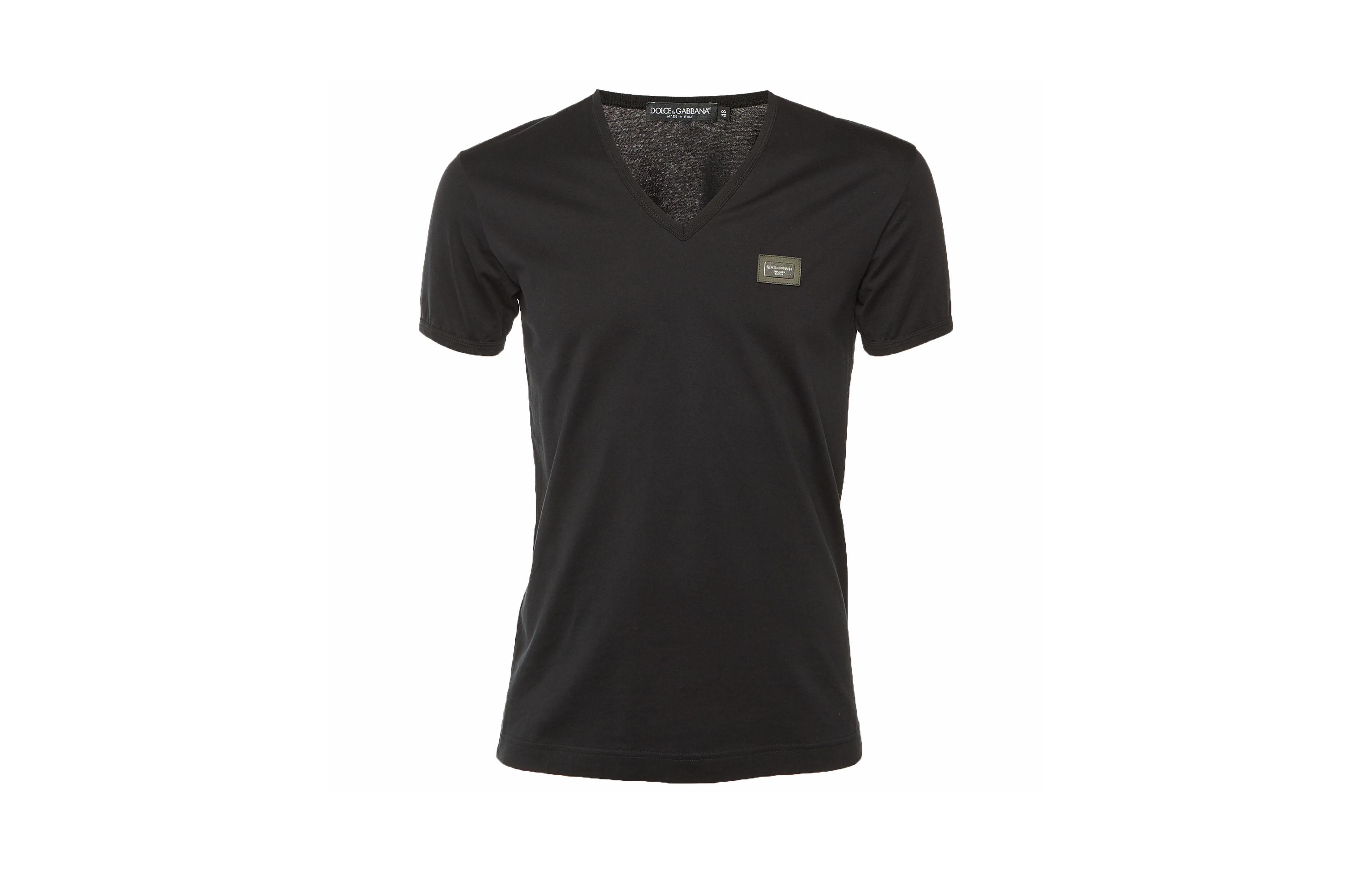 Pre-Owned Dolce & Gabbana Women's V-Neck Logo Patch T-Shirt