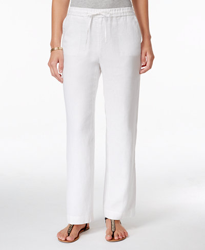 Charter Club Petite Linen Drawstring Pants, Only at Macy's - Pants & Capris - Women - Macy's