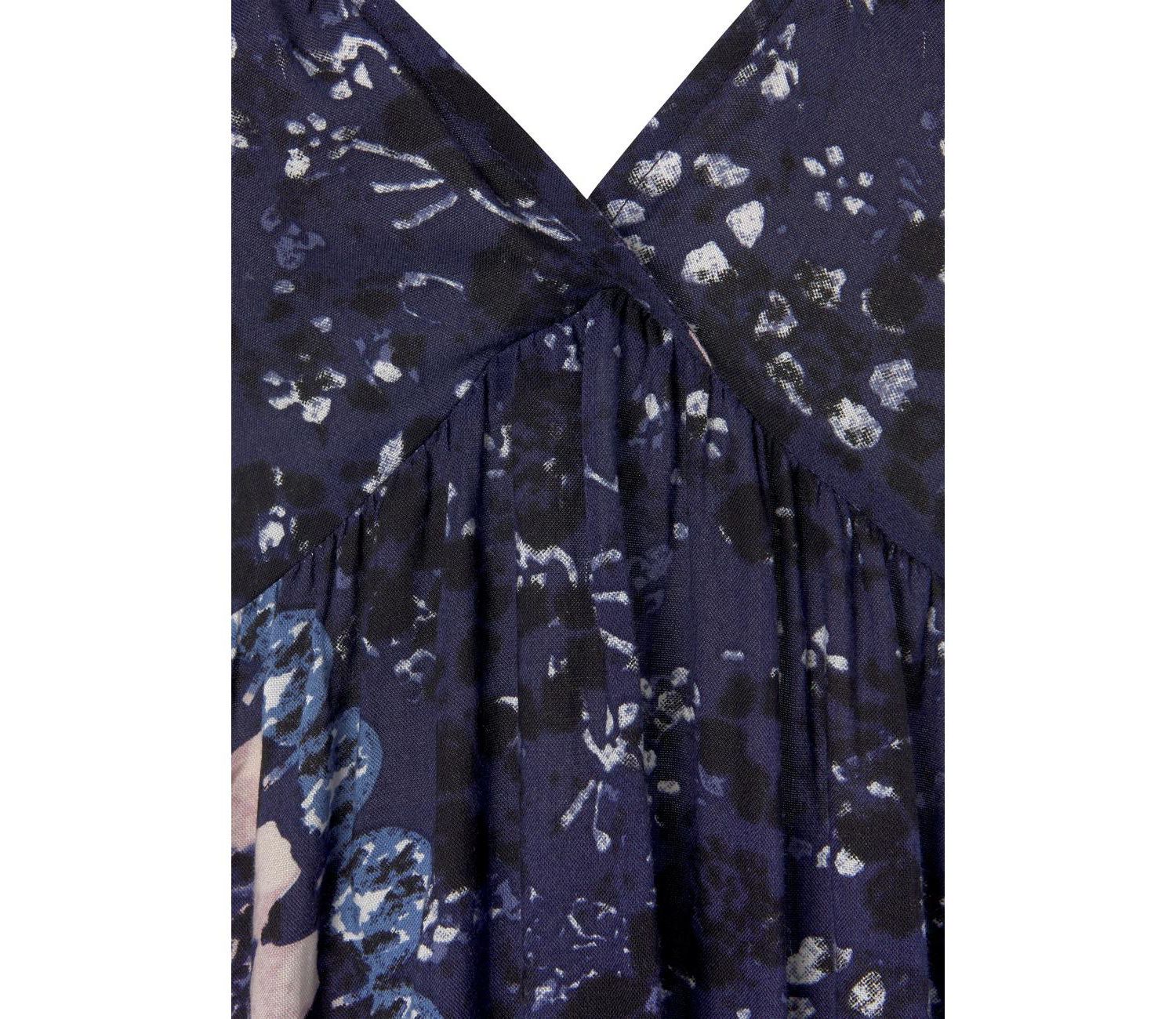 Women's Viscose Printed Halter Smocked Halter-Neck Midi Dress