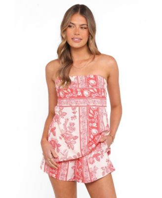 Women's Rosemarie Strapless Floral Linen-Blend Tube Top
