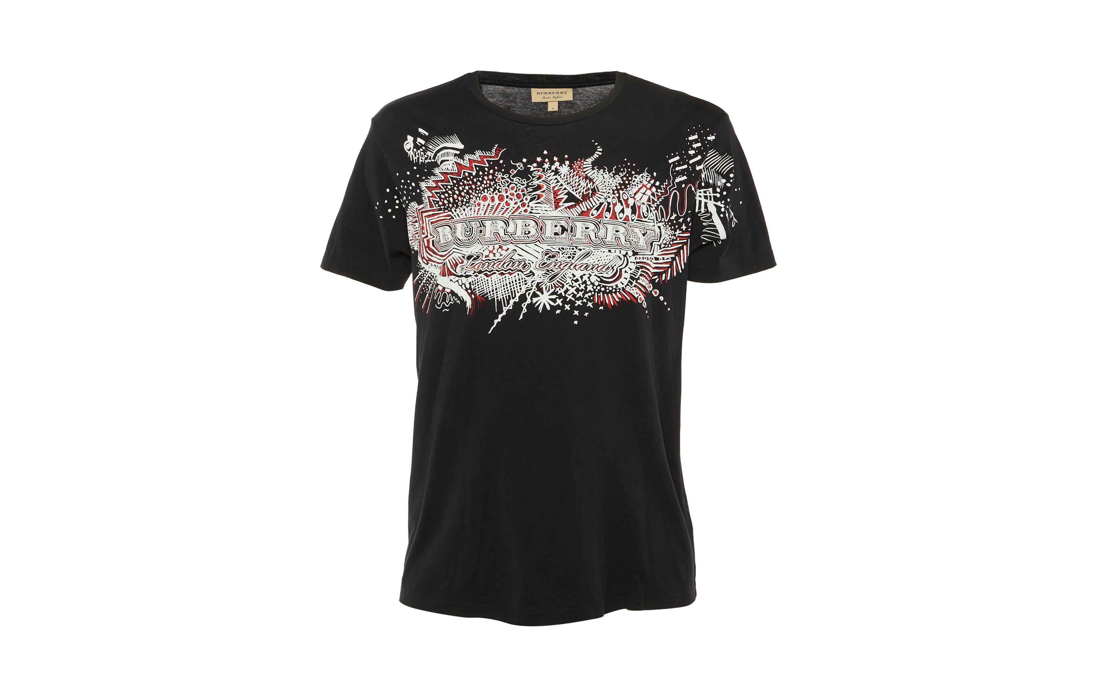 Pre-Owned Burberry Women's Graffiti Logo Graphic Cotton T-Shirt