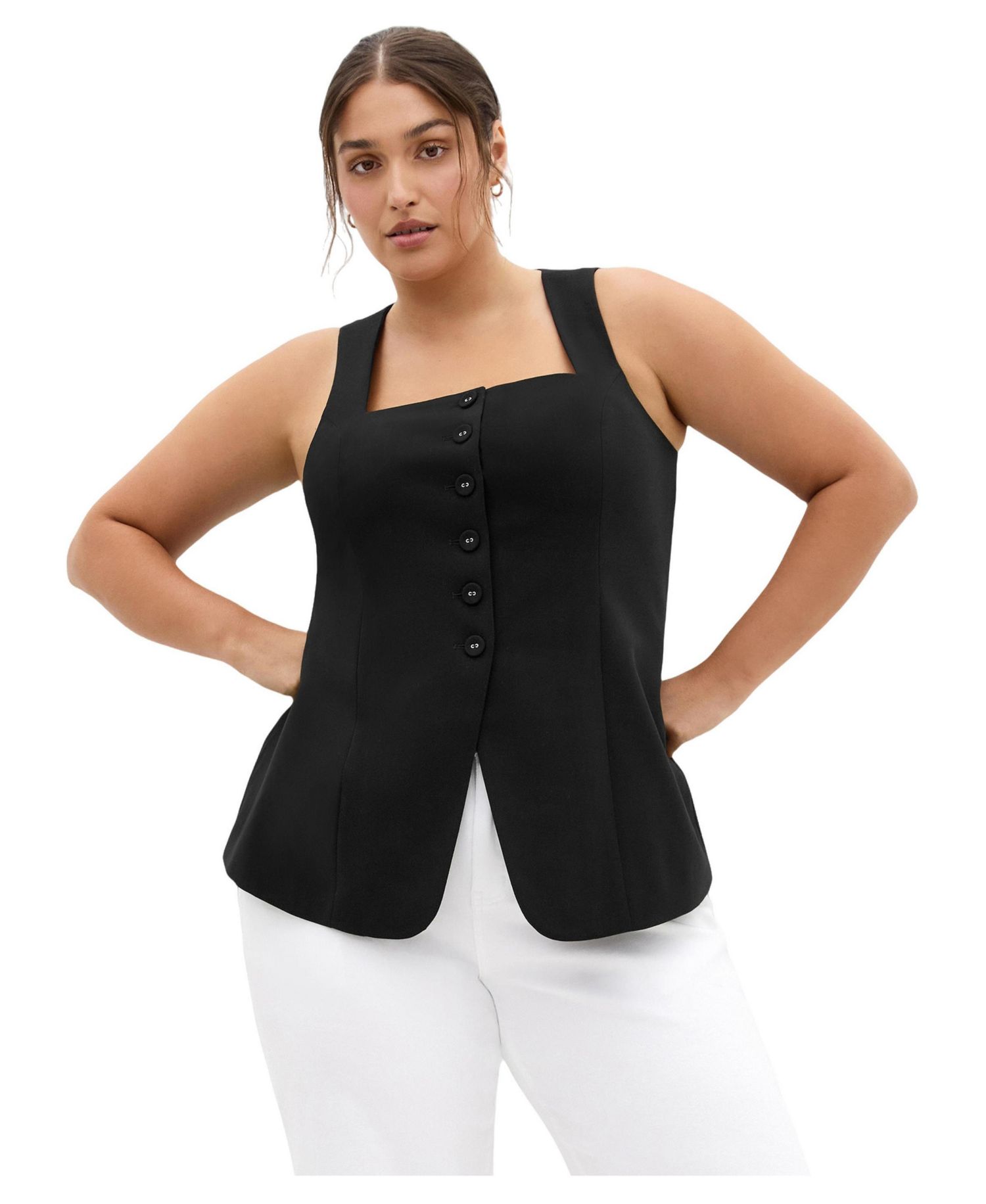 Plus Size Jaz Square-Neckline Sleeveless Vest