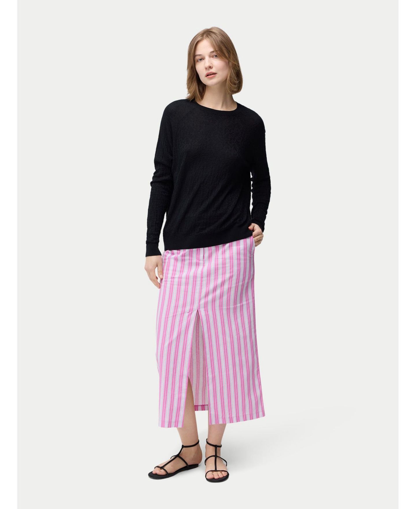 Женский свитер Gobi Cashmere Silk Cashmere Textured, цвет: Чёрный — фото 2