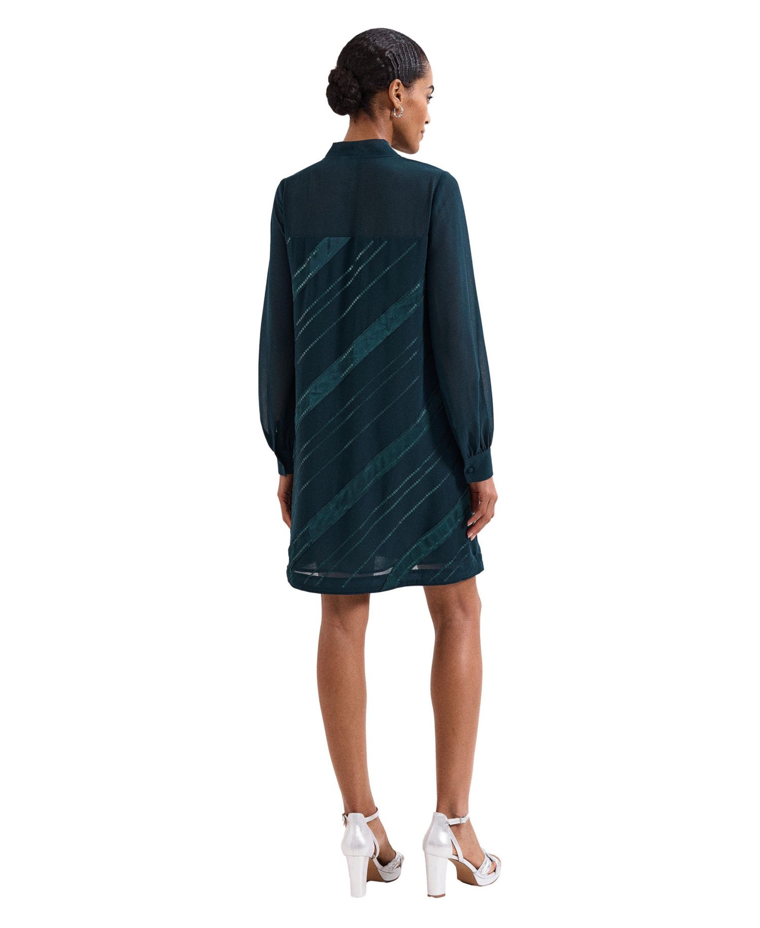 Women's Sonali Satin Embellished Long-Sleeve Dress