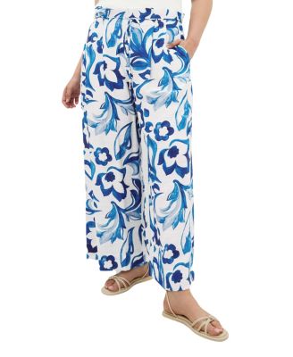 Plus Size Resort Print High-Rise Wide-Leg Pants