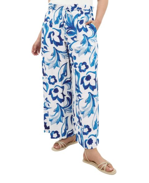 Женские брюки CITY CHIC Plus Size Resort Print High-Rise Wide-Leg, цвет: Mykonos