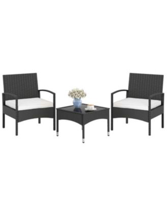 3-Piece Patio Furniture Set Rattan Bistro Chairs with Table