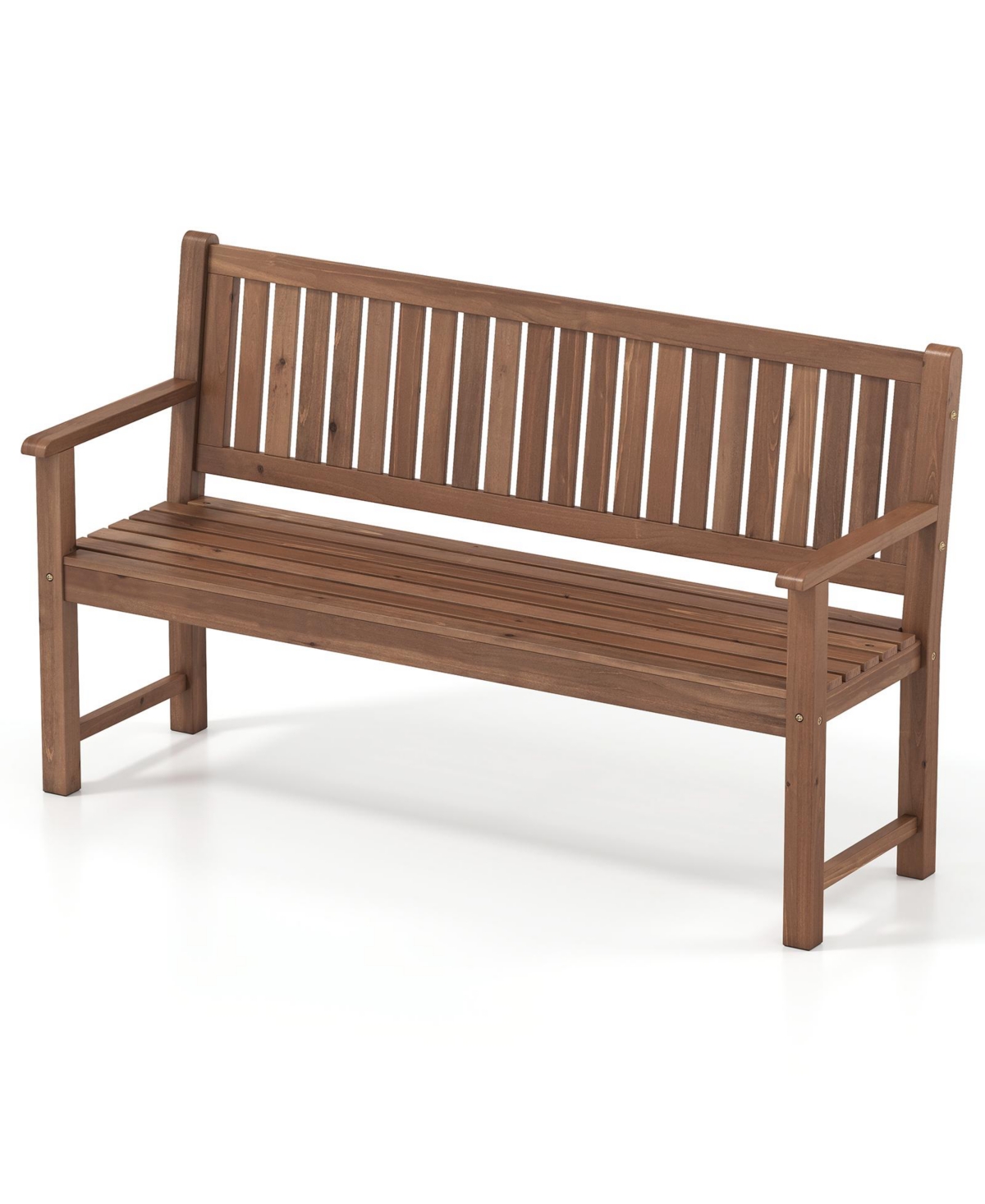 Gymax 3-Seater Outdoor Wooden Bench 59'' Large Garden with Backrest Armrests