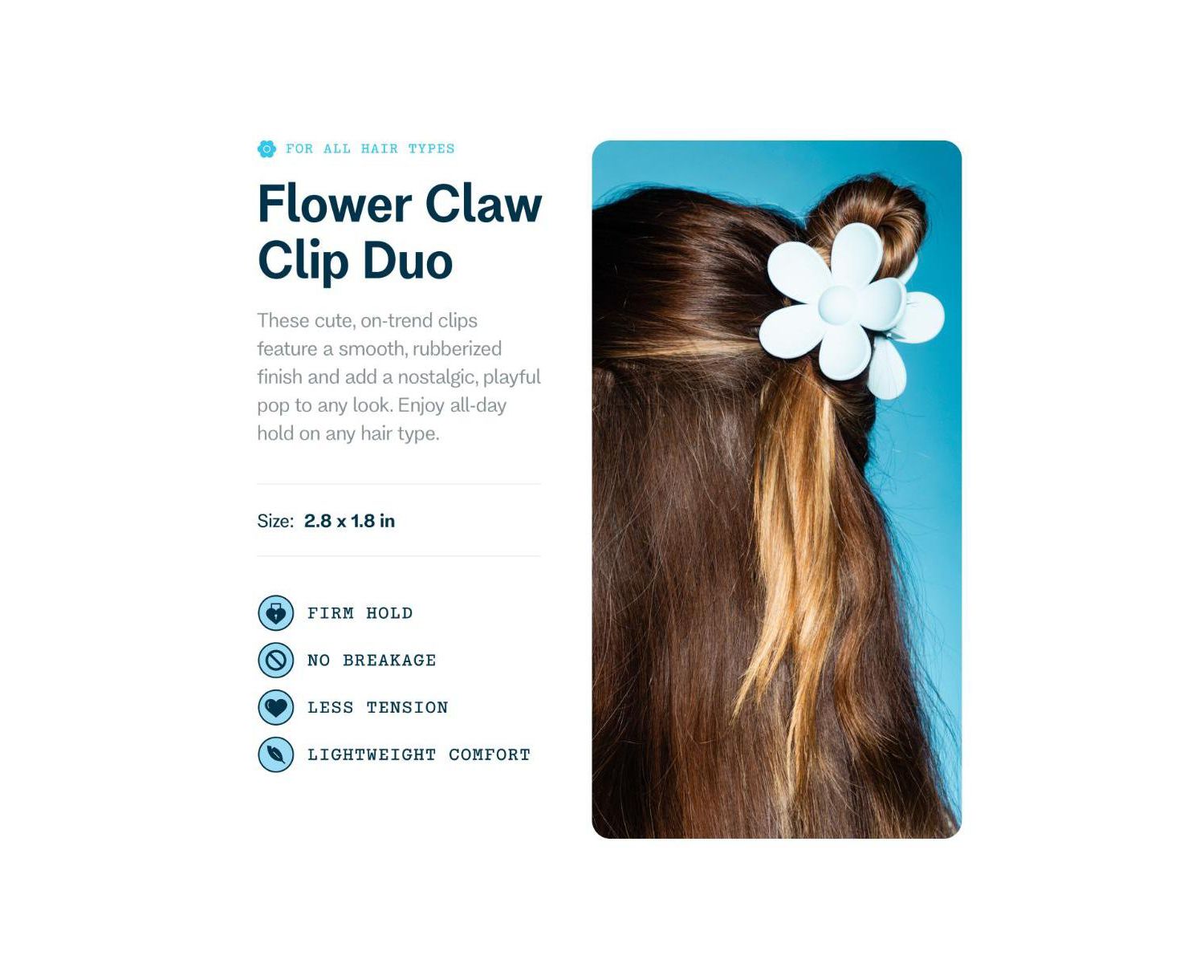 Medium Hair Clip Flower Claw Clip Duo Aesthetic Accessories for Women Colorful Claw Perfect for Long Hair 2 Pack