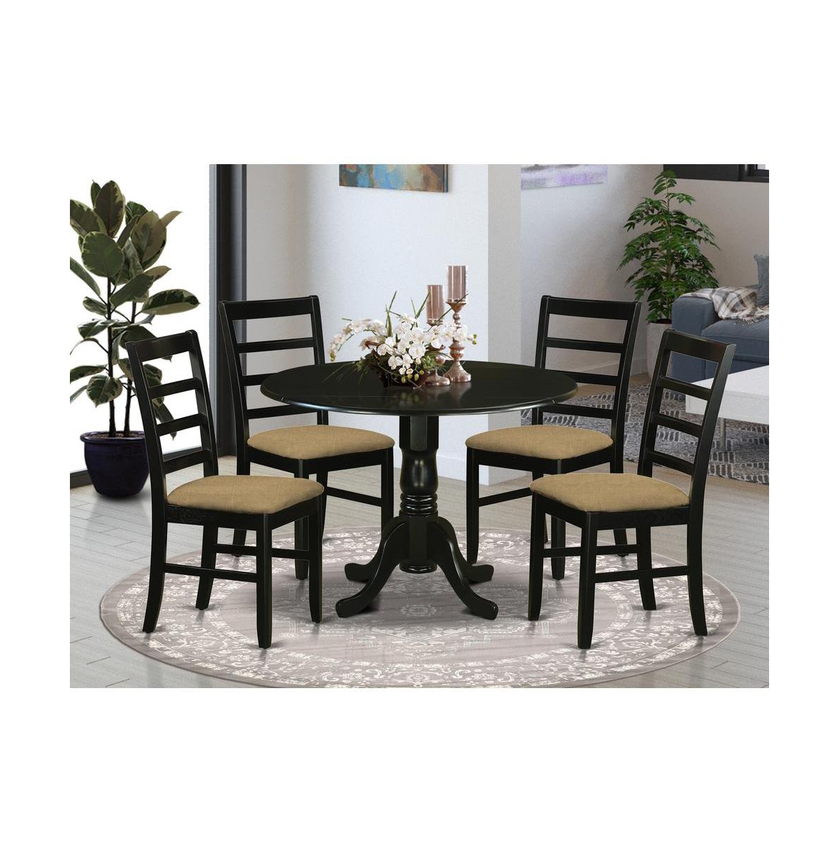 East West Furniture DLPF5-blk-c 5 PcKitchen Table set - Small Kitchen Table and 4 Kitchen Dining Chairs