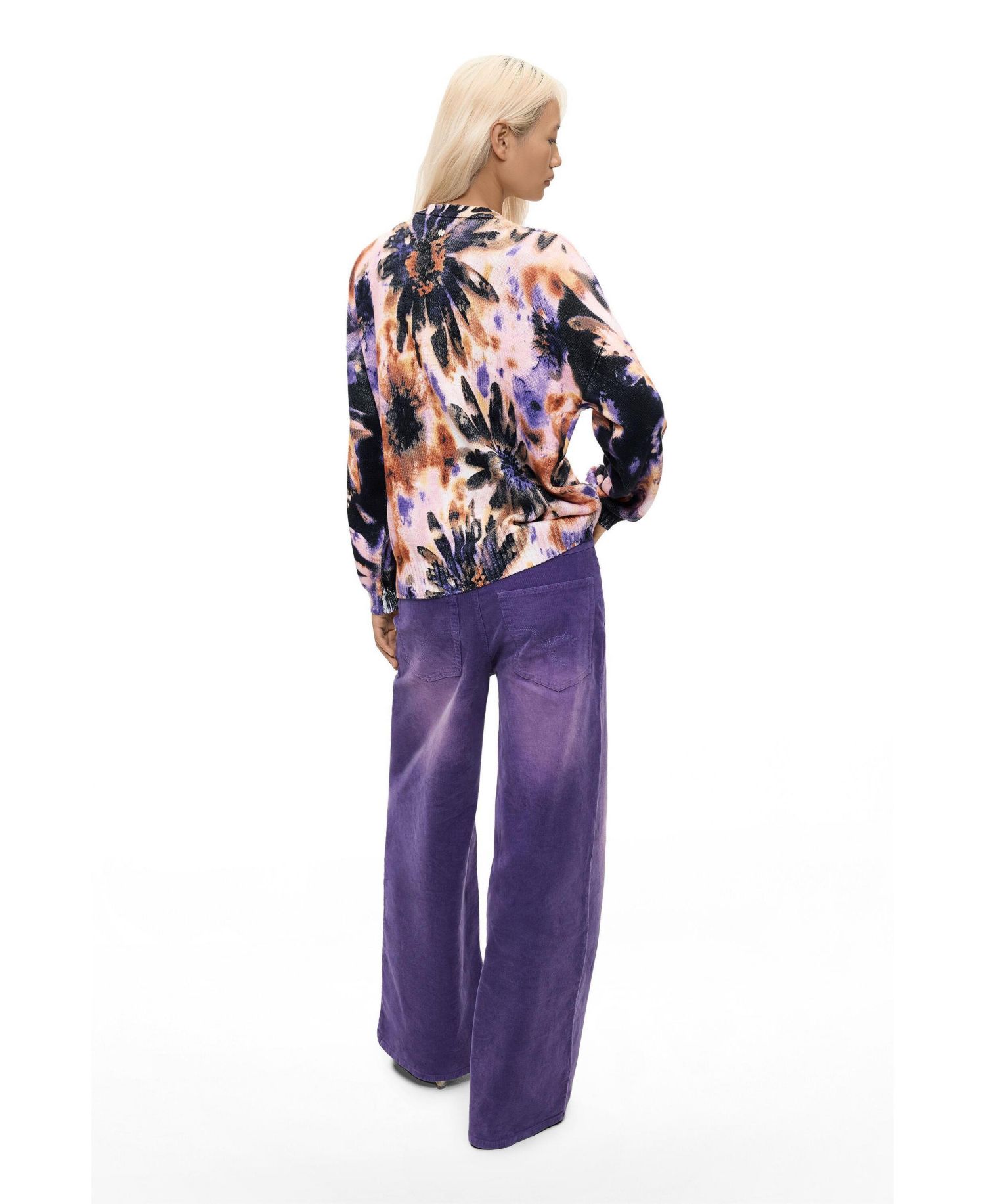 Women's Floral-Print V-Neck Cardigan
