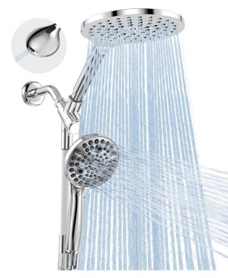 8" Dual Handheld Shower Head System Rainfall Power Wash 2-in-1