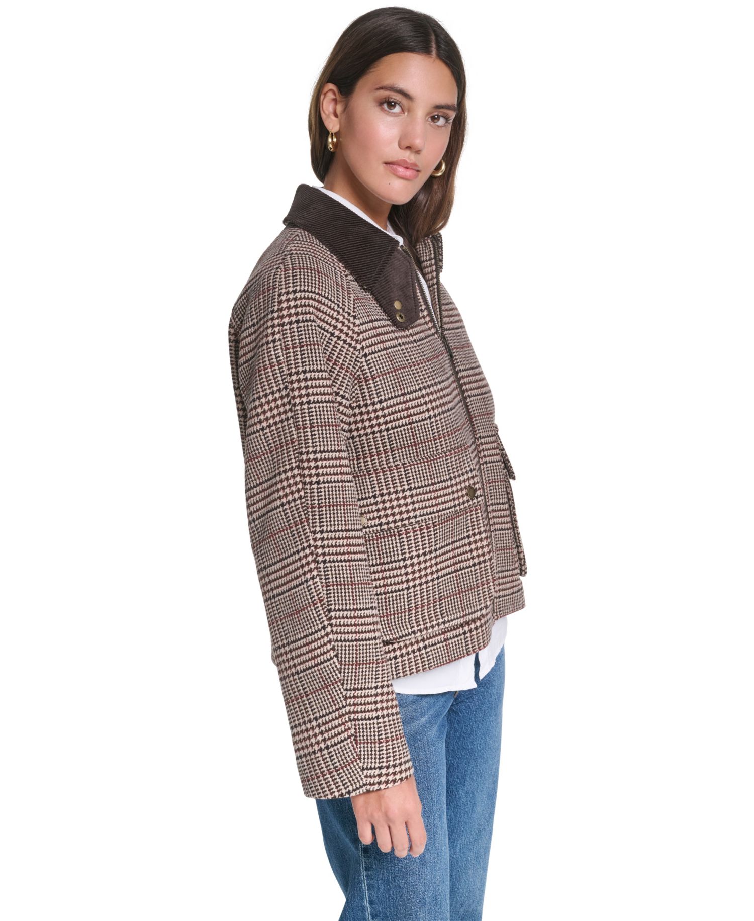 Women's Plaid Wool-Blend Zip-Front Jacket