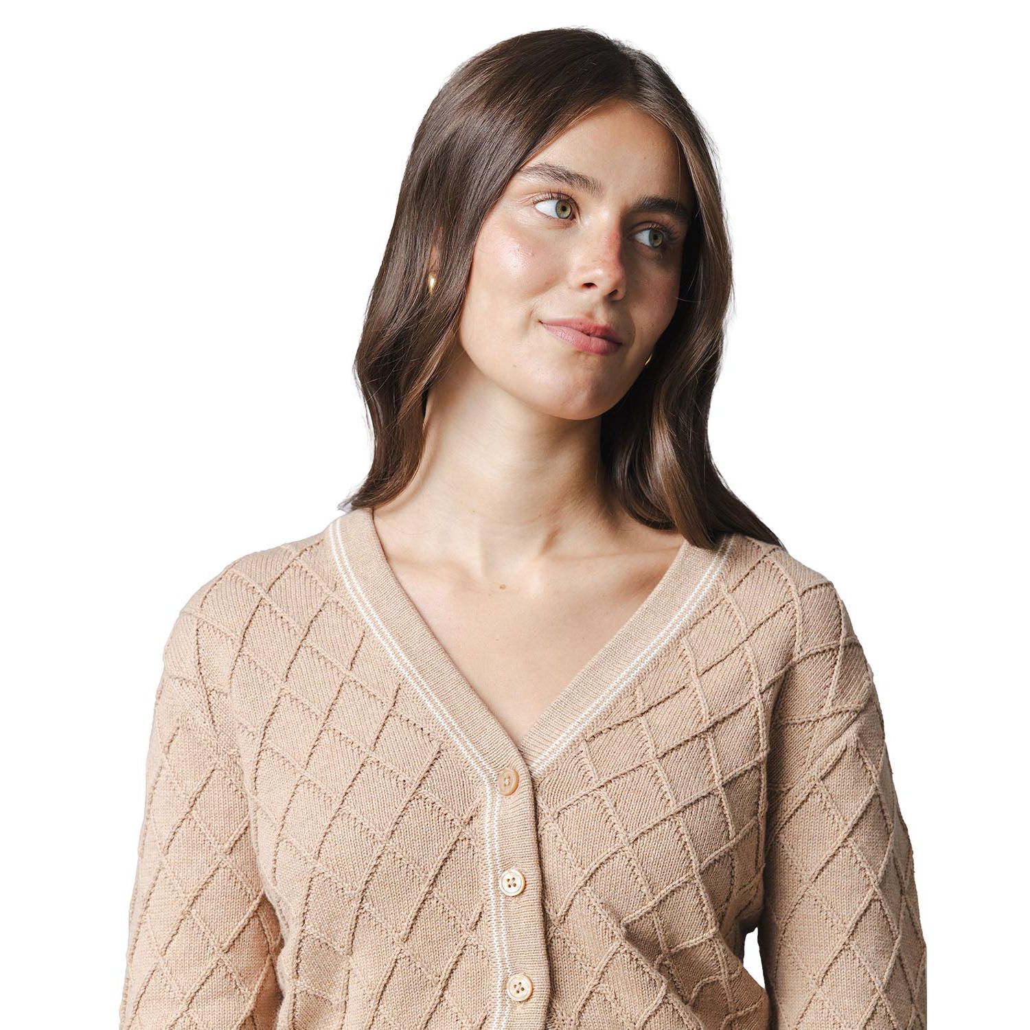 Women's V-Neck Long-Sleeve Button-Front Cardigan