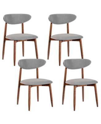 Set of 4 Fabric Upholstered Dining Chairs with Curved Backrests