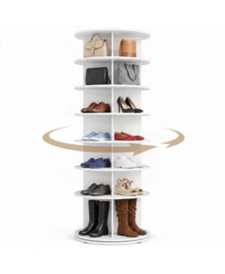 7-Tier Rotating Shoe Rack Tower 360 Degree Spinning Freestanding Organizer for 28 Pairs