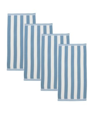  Velour Cabana Stripe Cotton 4-Pieces. Beach Towel Set, 30" x 60"