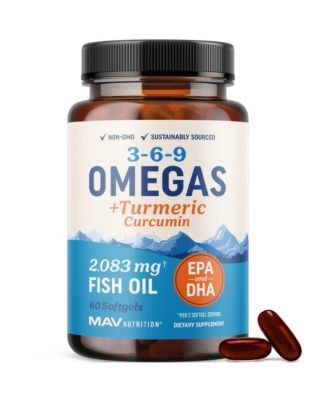 Omega 3 6 9 Plus Turmeric Curcumin Softgels, 60 Count