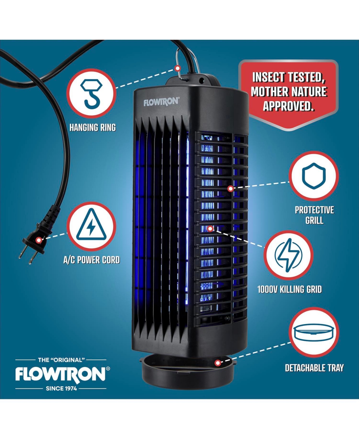 Flowtron Indoor 1000V Uv Light Bug Zapper, 215 Sq. Ft. Coverage
