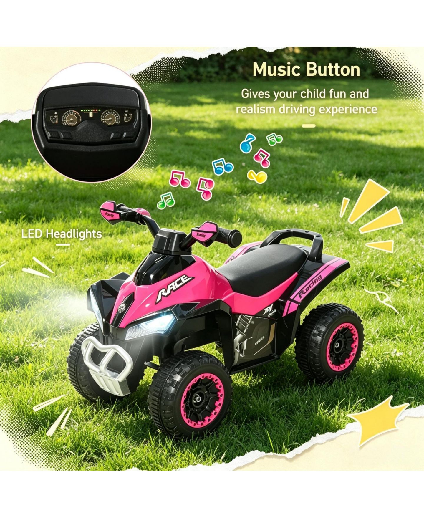 Детская игрушка SEVORLEY Foot-to-Floor Ride-On Push Car with Music and Lights, Ages 18-36 Months — фото 8