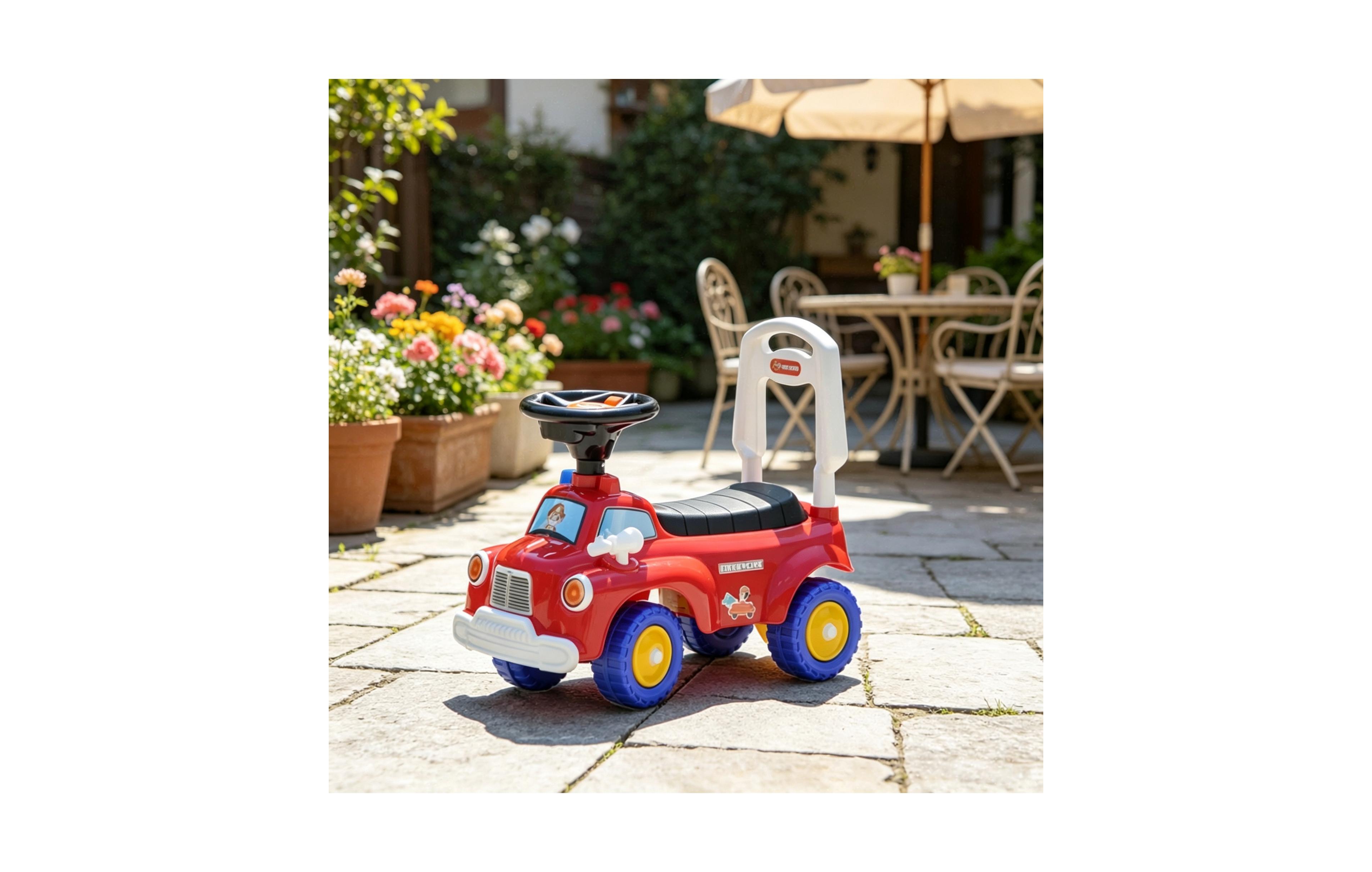 Sevorley Toddler Foot-to-Floor Fire Truck Ride-On with Horn, Music and Storage, Ages 18-36 Months