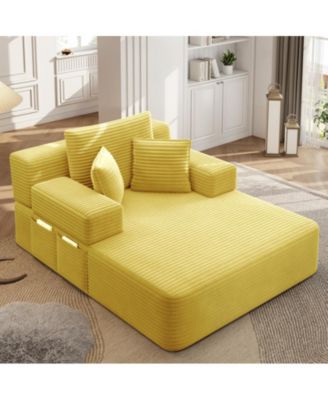 Convertible Corduroy Sleeper Sofa with Removable Washable Cover,Side Storage High-Density Sponge,Side Storage for Apartment Home,Small Spaces